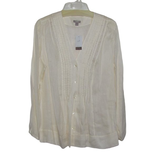 J. Jill Tops - NWT J. Jill Silk Linen Blend Ivory Pleated Blouse Size XL - New with Tags
